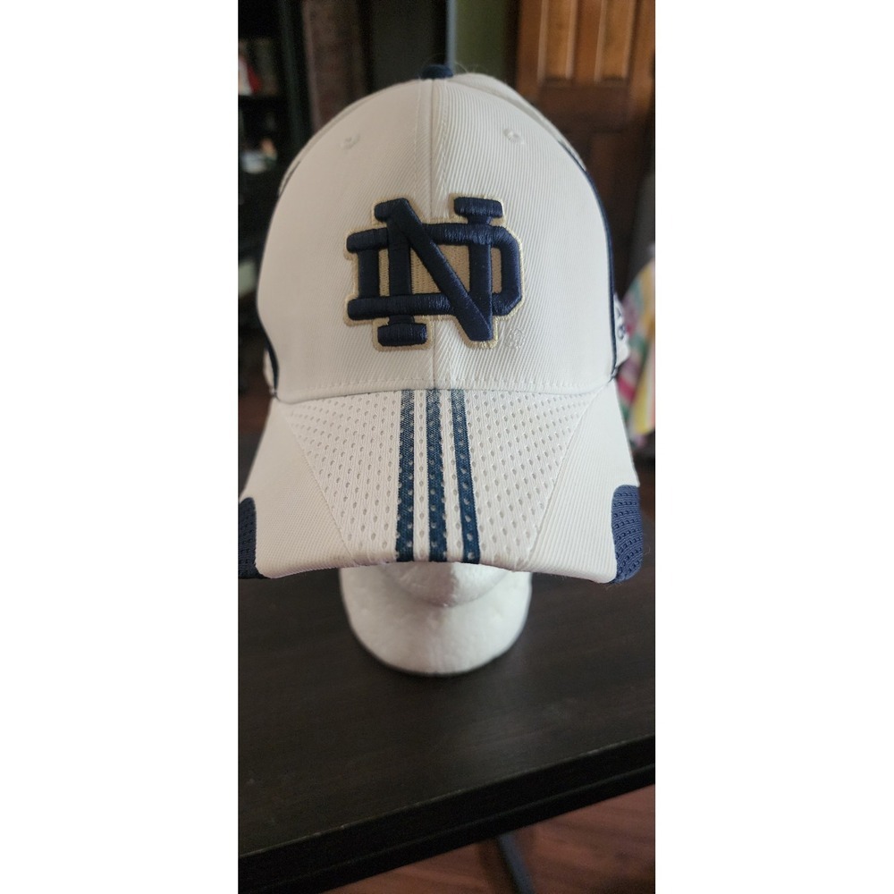 Notre Dame Fighting Irish Adidas Baseball Cap White Stretch L/XL Nice NCAA R15
